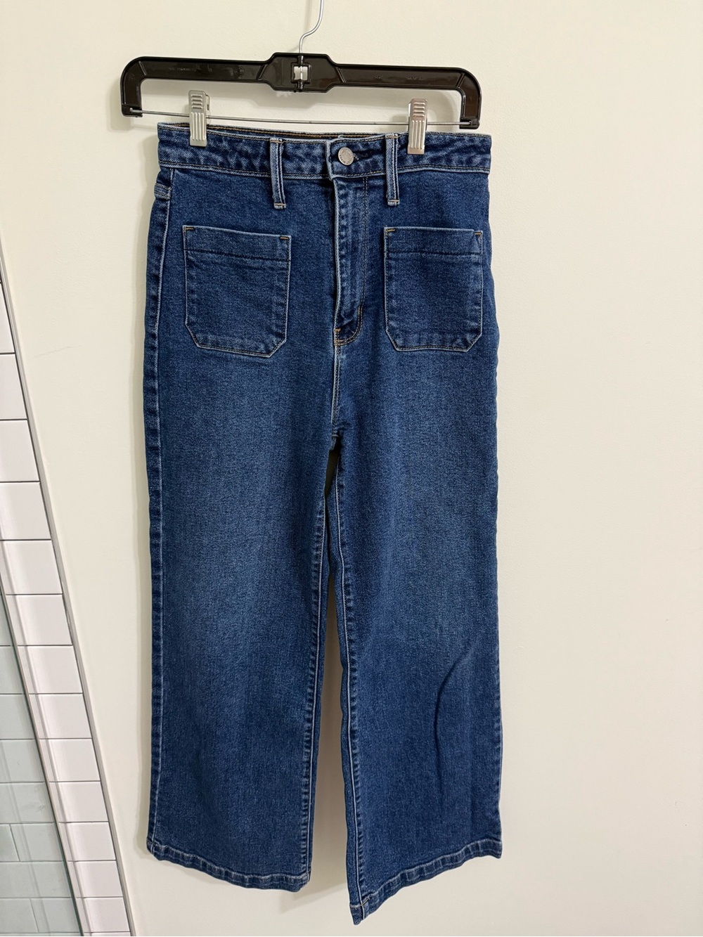 Just Black Denim Wide Leg Jeans in Dark Blue Denim